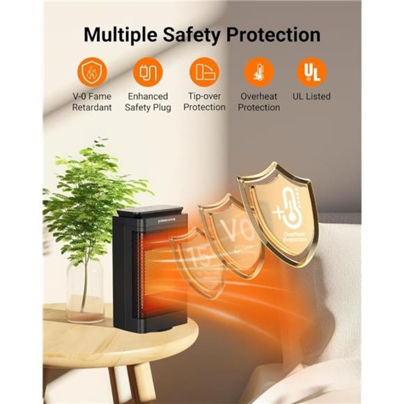 Portable Electric Space Heater with Remote, 1500W Ceramic Oscillating Heater - Picture 3 of 7